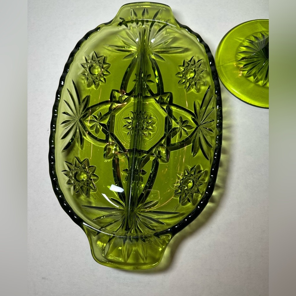 Vintage Viking Glass Compote & Star of David Anchor Hocking Oblong Divided Dish. - Picture 2 of 8